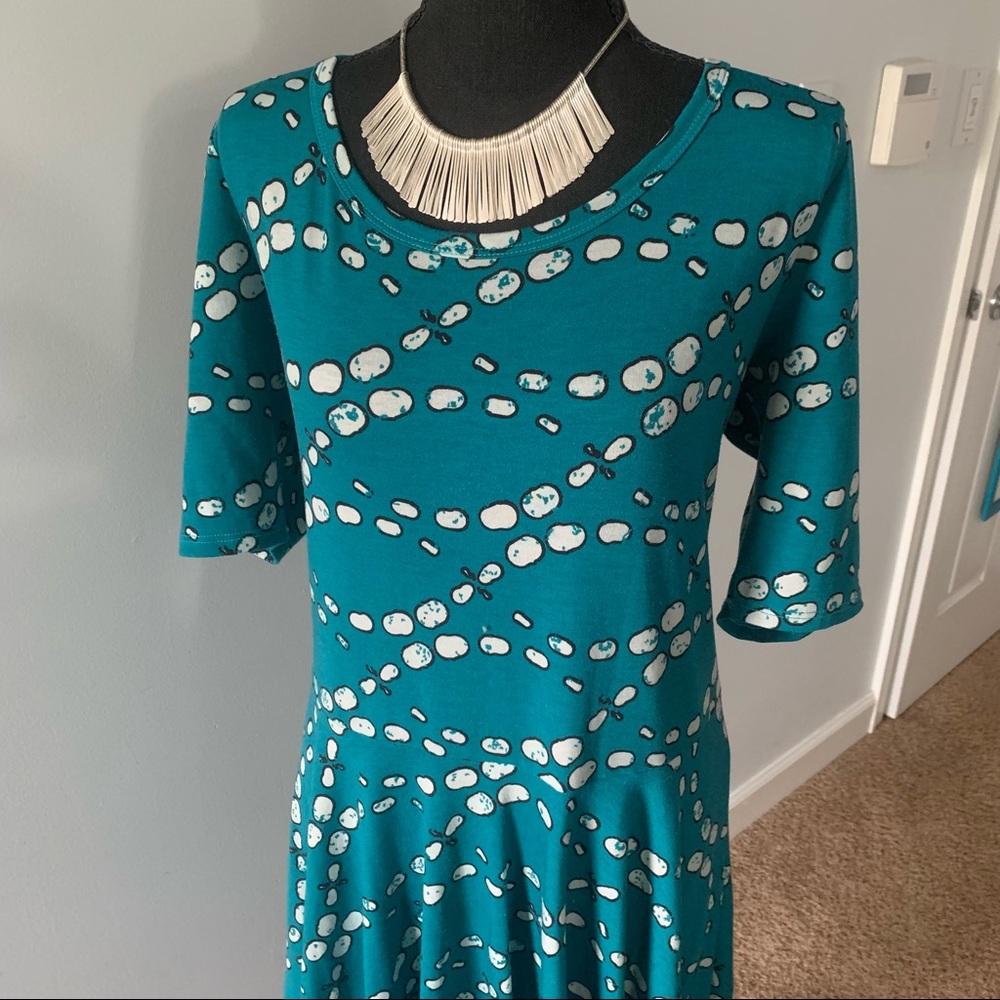 Teal and gray LuLaRoe Nicole 👗; calf length